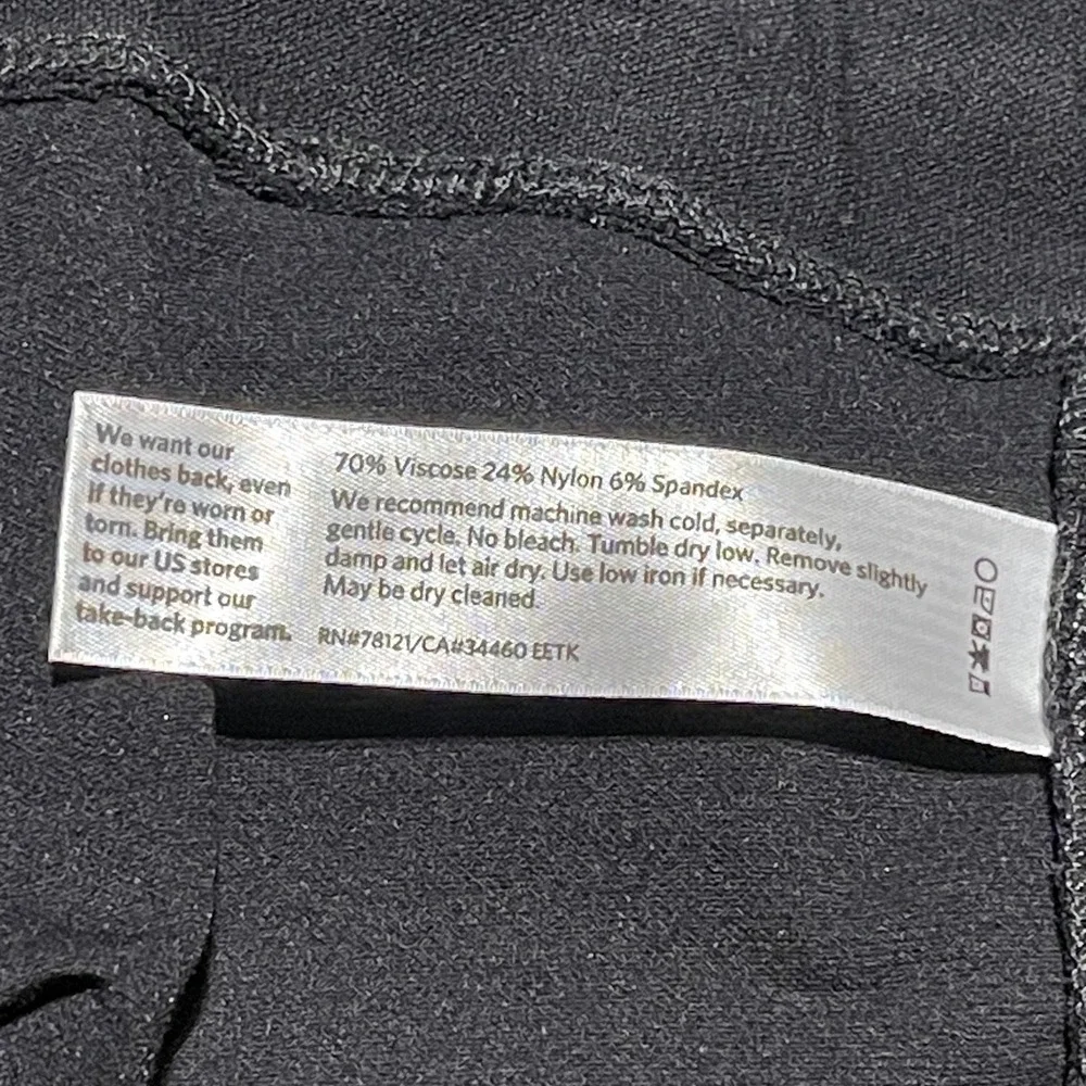 Eileen Fisher Petite Black Viscose‎ Blend Pull On Stretch Pants Trousers